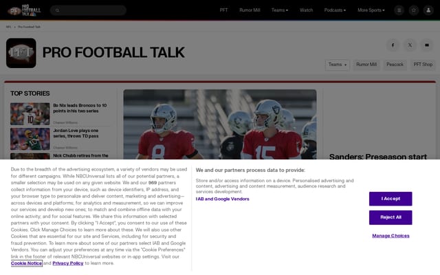 Screenshot of profootballtalk.com