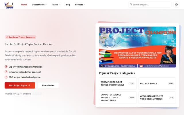 Screenshot of projectchampionz.com.ng