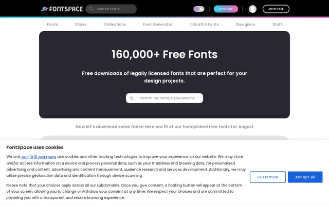 Screenshot of fontspace.com