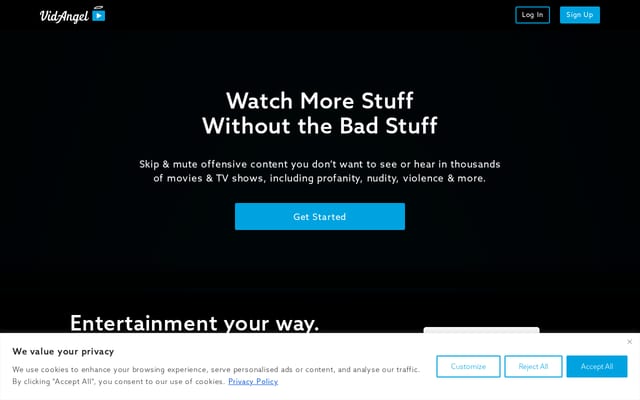 Screenshot of vidangel.com