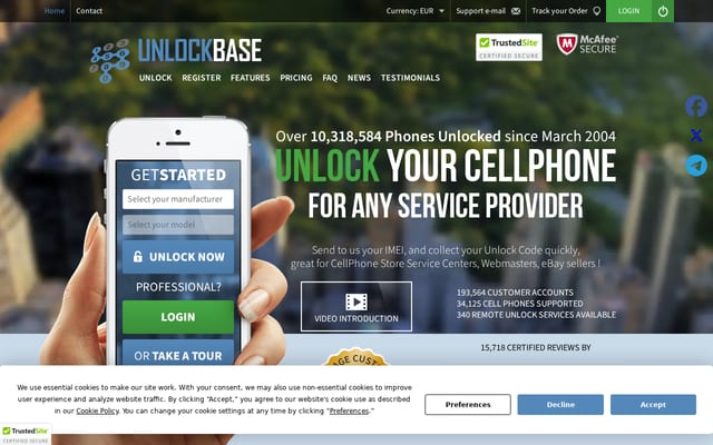 Screenshot of unlockbase.com