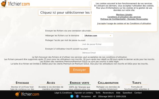 Screenshot of 1fichier.com