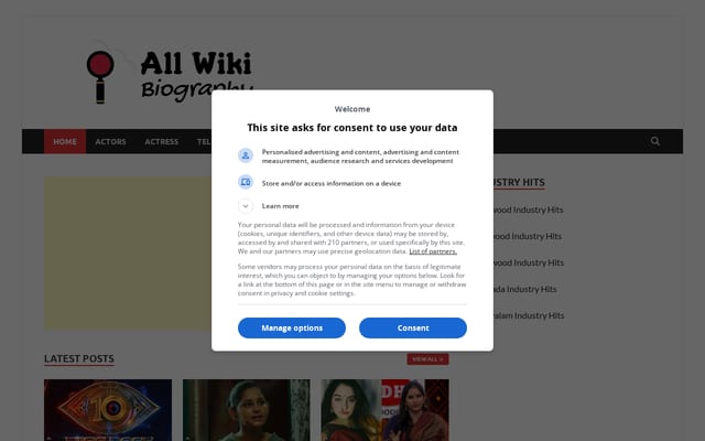 Screenshot of allwikibiography.in