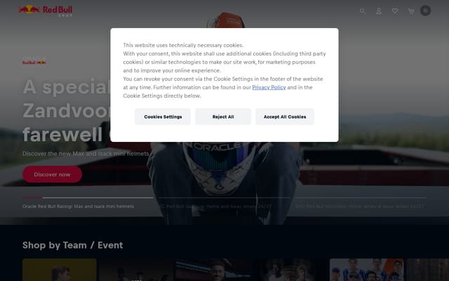 Screenshot of redbullshop.com