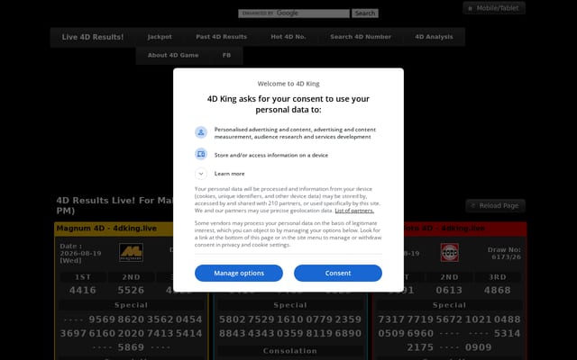 Screenshot of 4dking.live