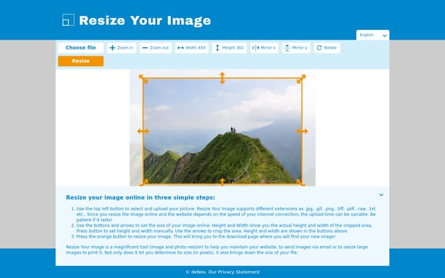 Screenshot of resizeyourimage.com