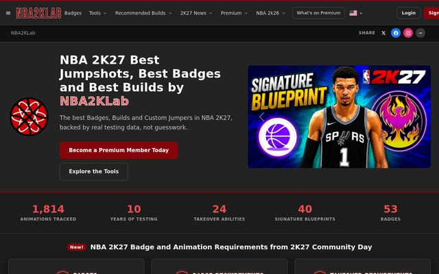 Screenshot of nba2klab.com