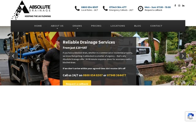 Screenshot of absolutedrainage.co.uk