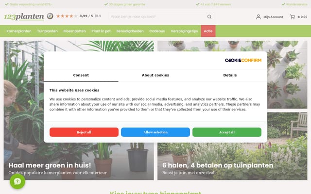 Screenshot of 123planten.nl