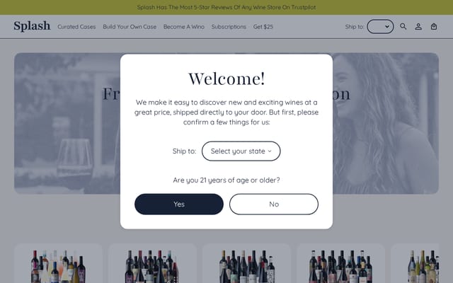 Screenshot of splashwines.com