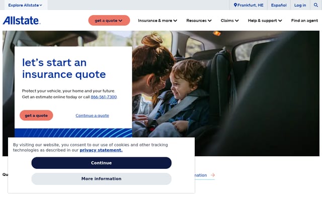 Screenshot of allstate.com