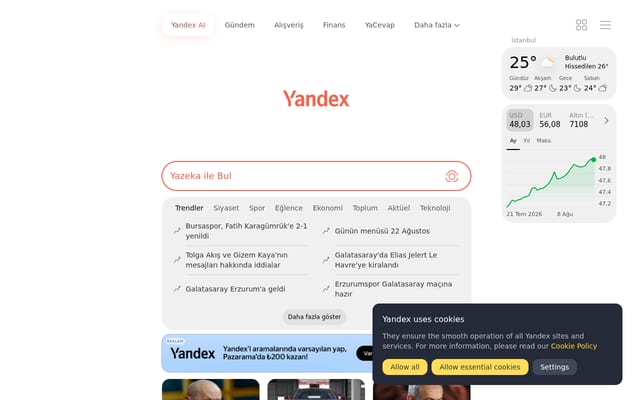 Screenshot of yandex.com.tr