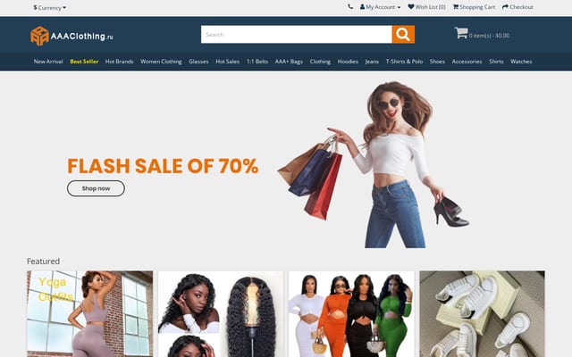 Screenshot of aaaclothing.ru